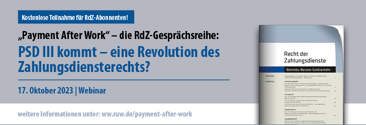 "Payment After Work" - die RdZ-Gesprächsreihe Banner 17.10.2023 "Payment After Work" - die RdZ-Gesprächsreihe Banner 17.10.2023